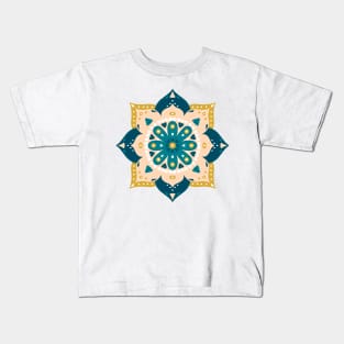 Mandala Teal and Yellow Kids T-Shirt